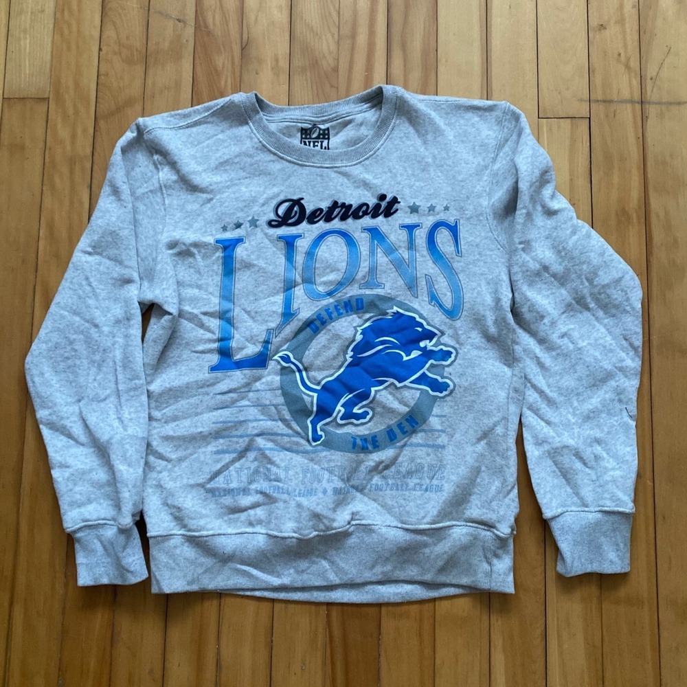 Detroit Lions NFL Football Crewneck Sweatshirt Gray Size Small